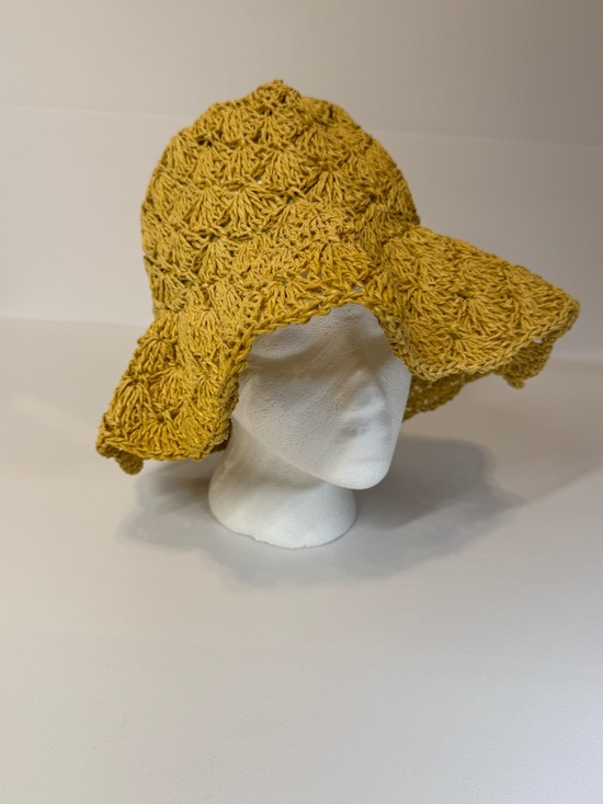 Raffaello Bettini Made in Italy Mustard Raffia Crochet Sun Hat 100% Paper main image 4